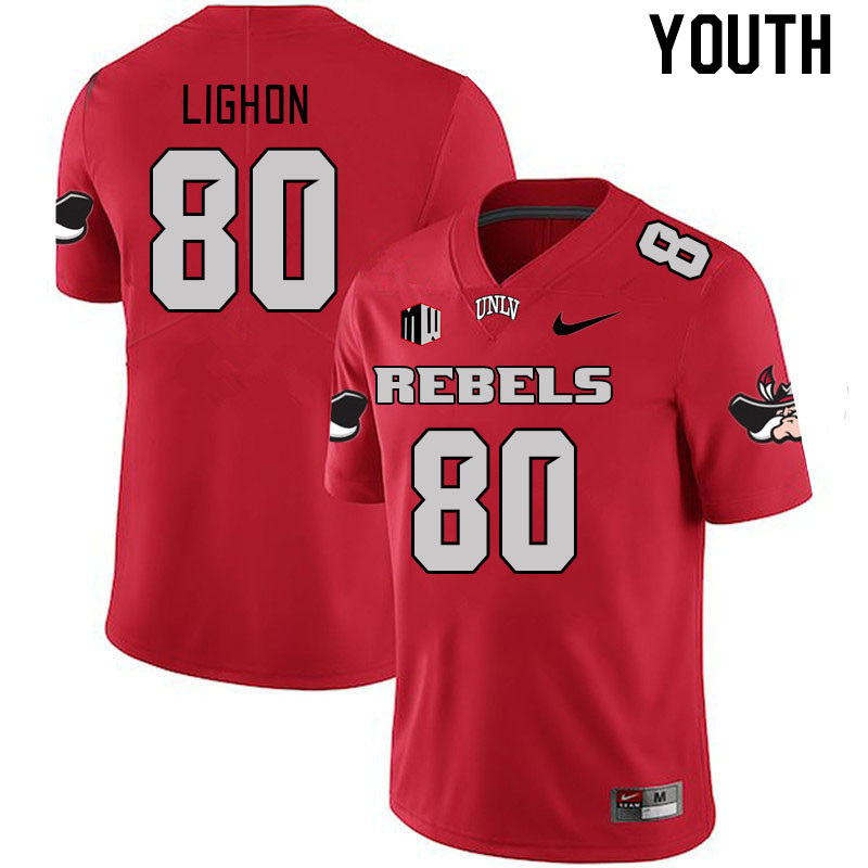 Youth #80 Brye Lighon UNLV Rebels 2023 College Football Jerseys Stitched-Scarlet